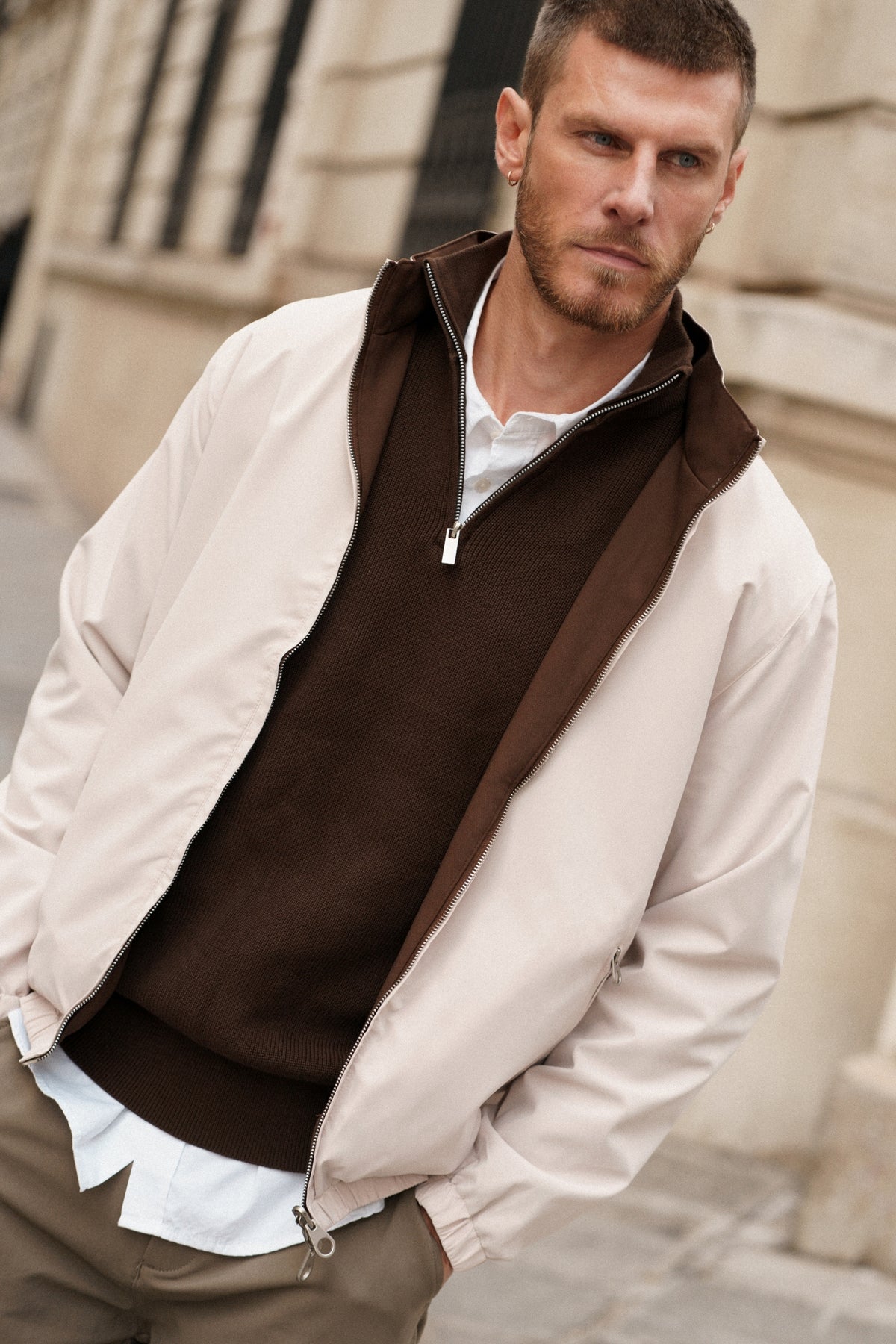 Blouson Clément réversible - beige / marron