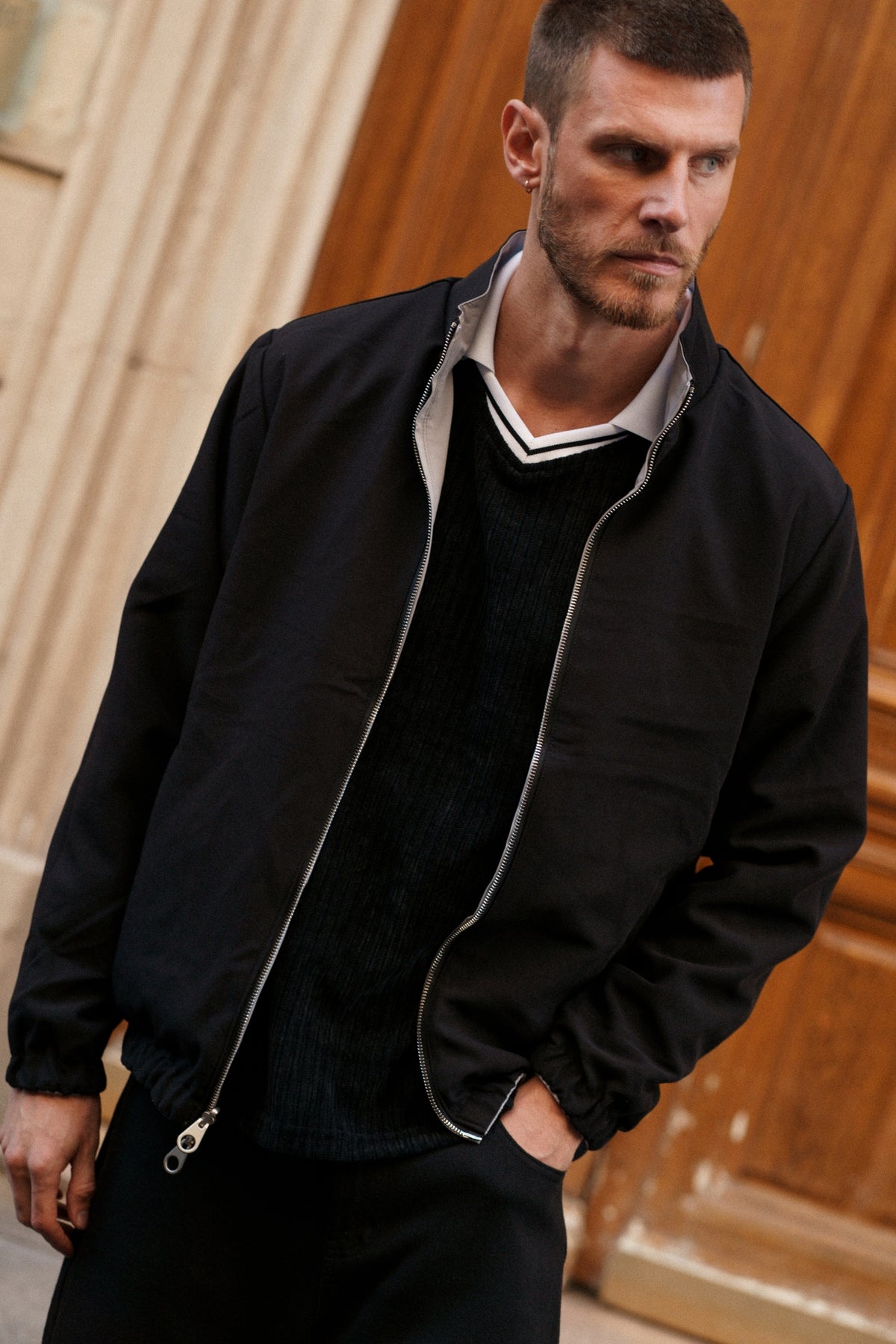 Blouson Clément réversible - noir / gris clair-thumbmail-1