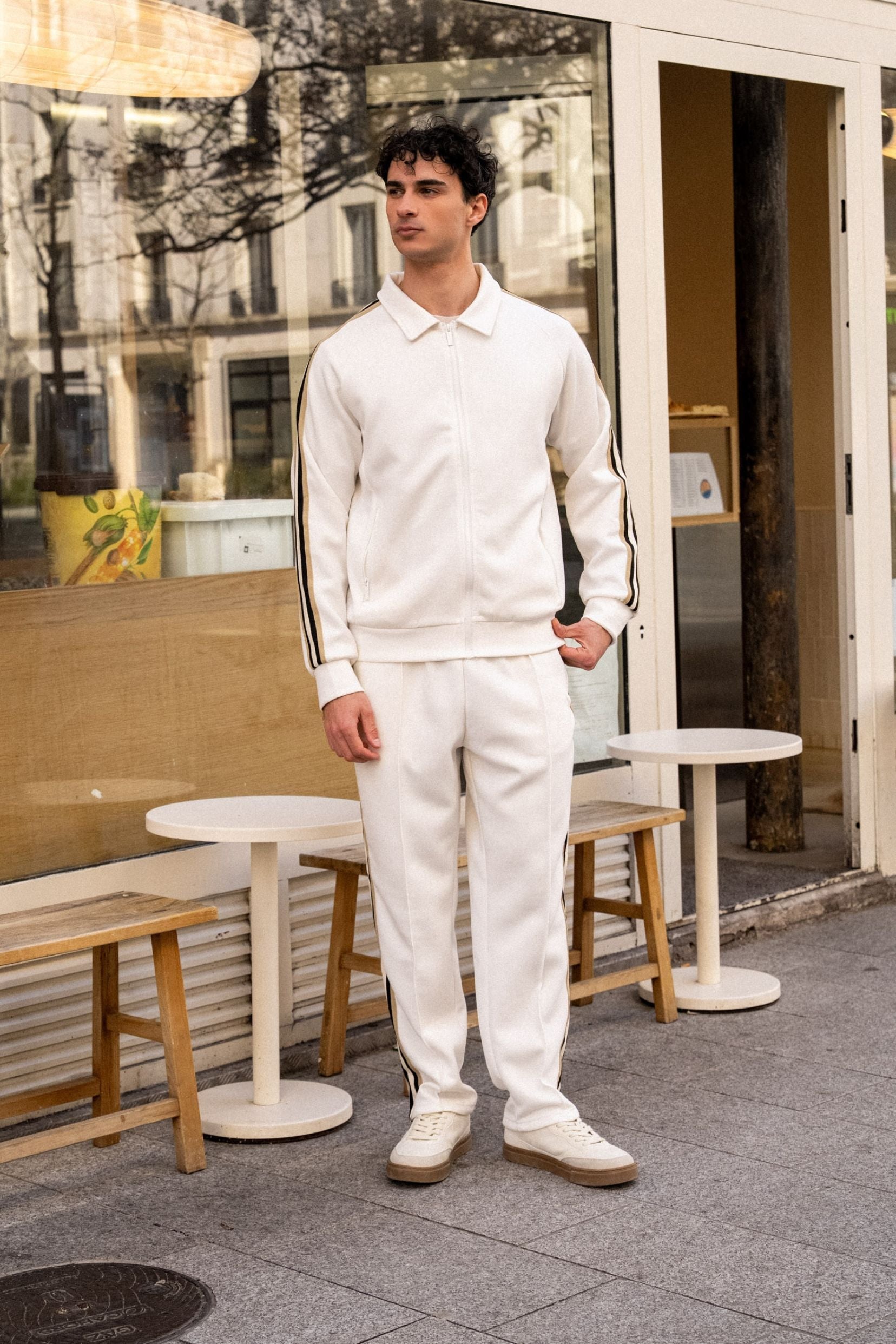 Ensemble jogging manches longues Riad - blanc Zayne Paris