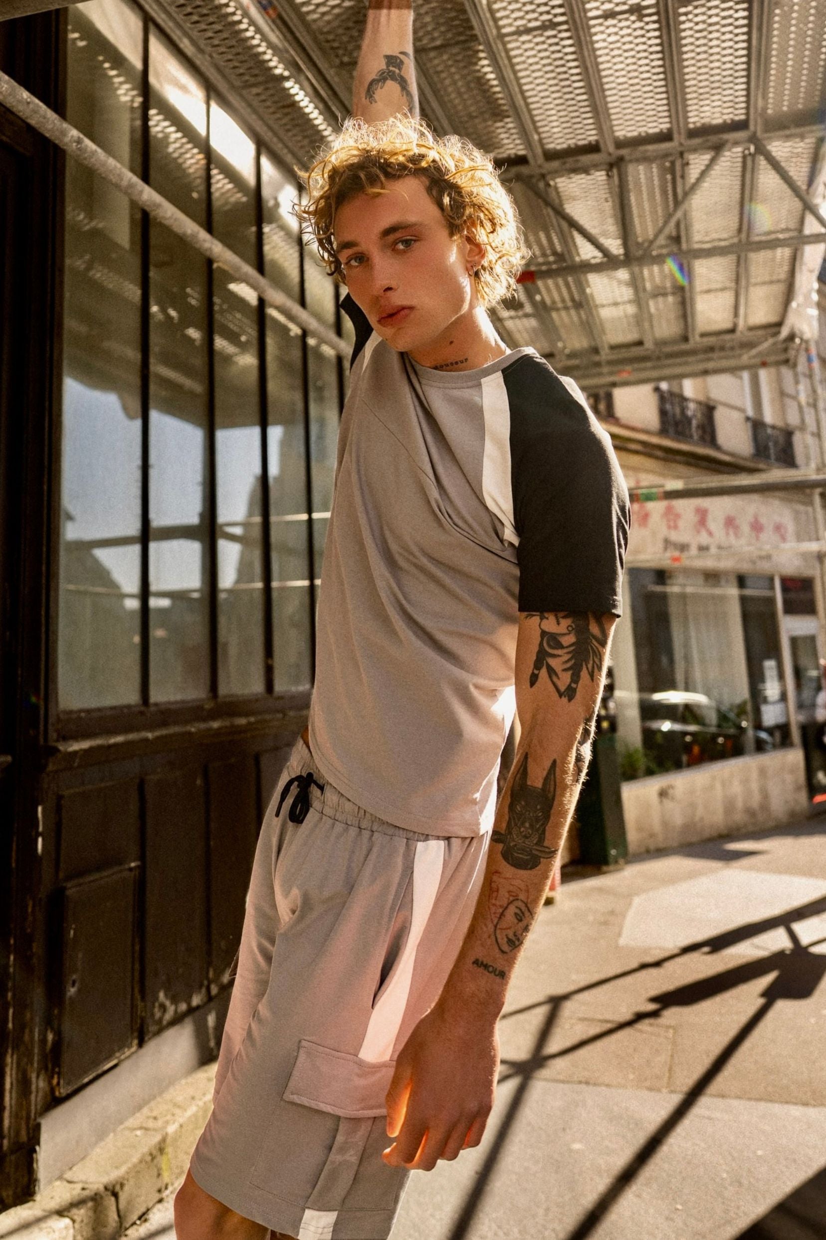 Ensemble tshirt short Majorelle - gris