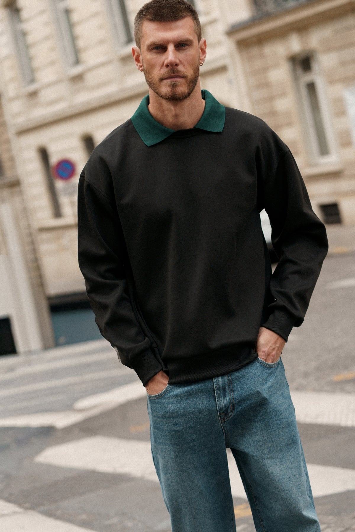 Sweat Côme - anthracite / vert