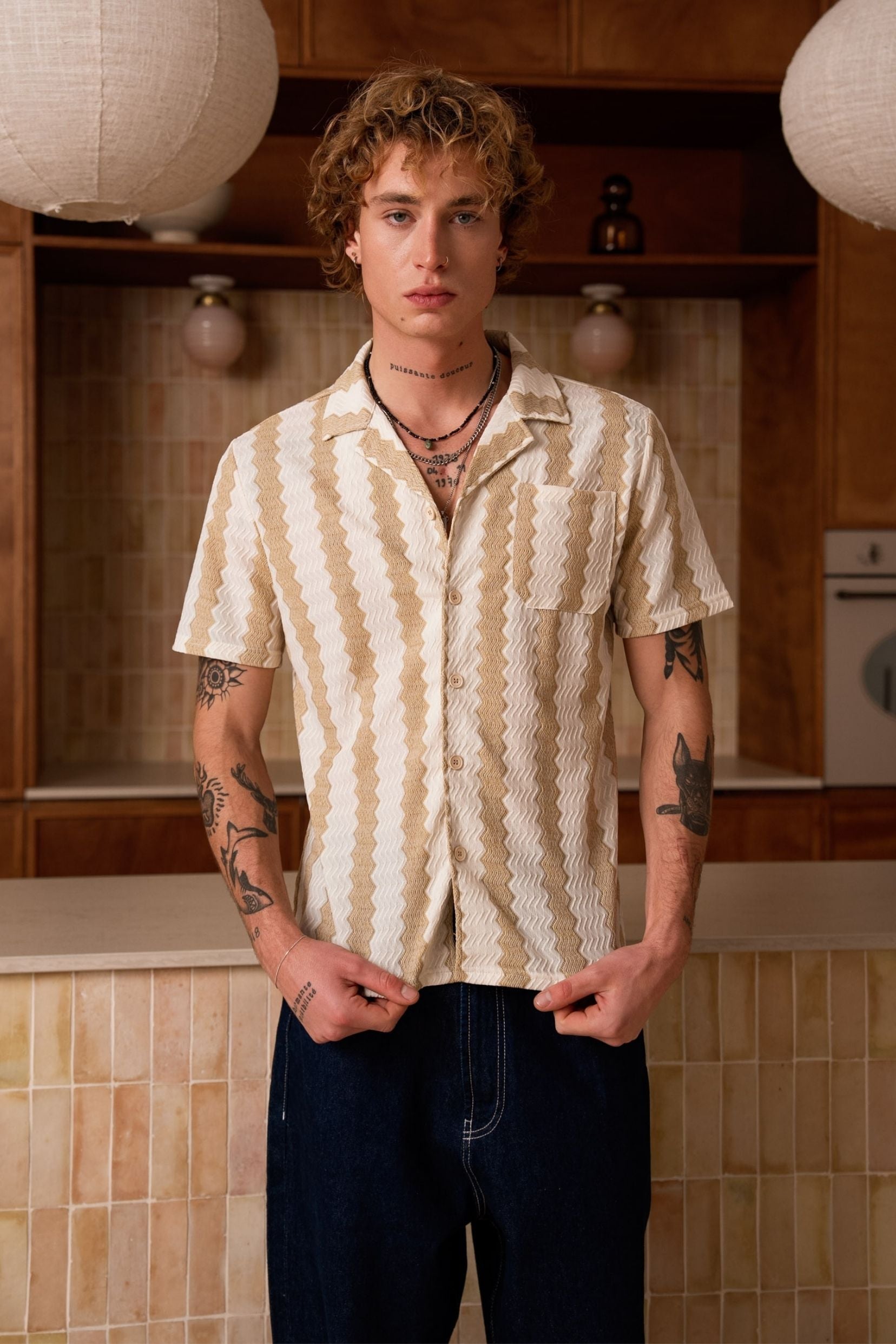 Chemise Bornéo - blanc jaune