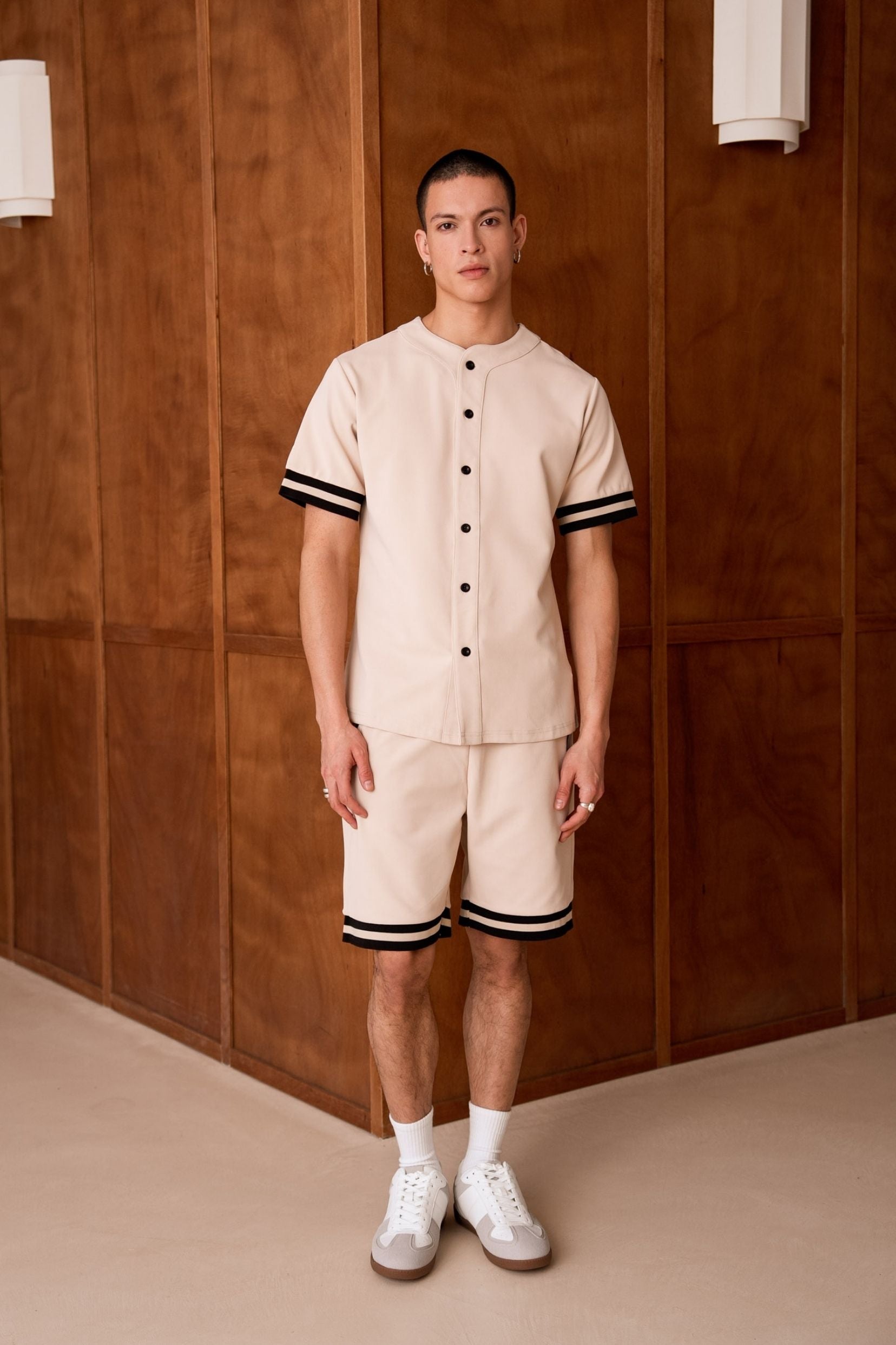 Ensemble chemise/short Palm - beige