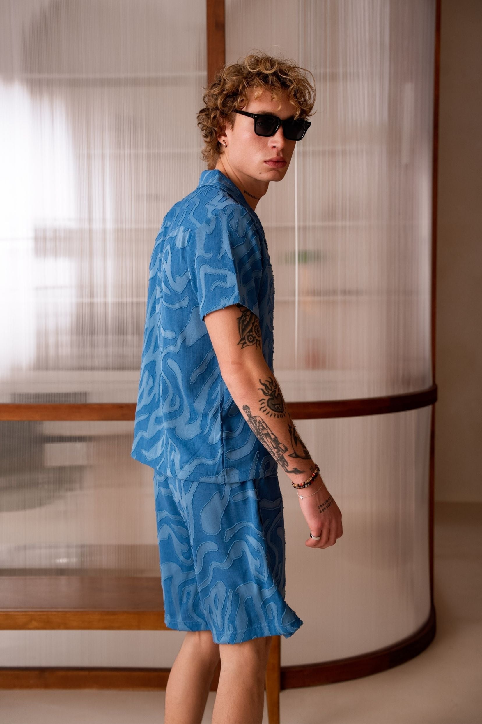 Ensemble chemise/short Flores - bleu-thumbmail-5