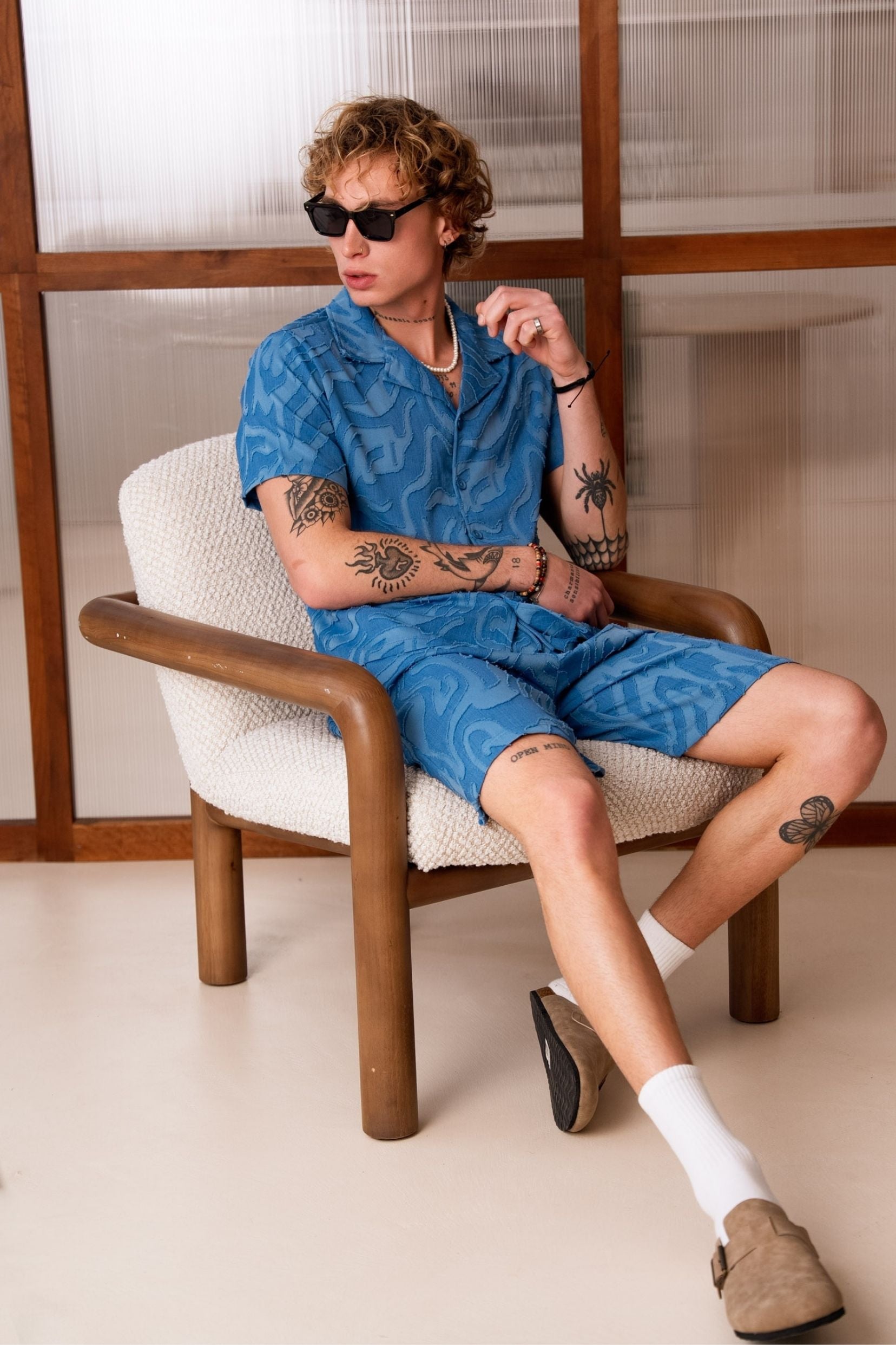 Ensemble chemise/short Flores - bleu-thumbmail-6