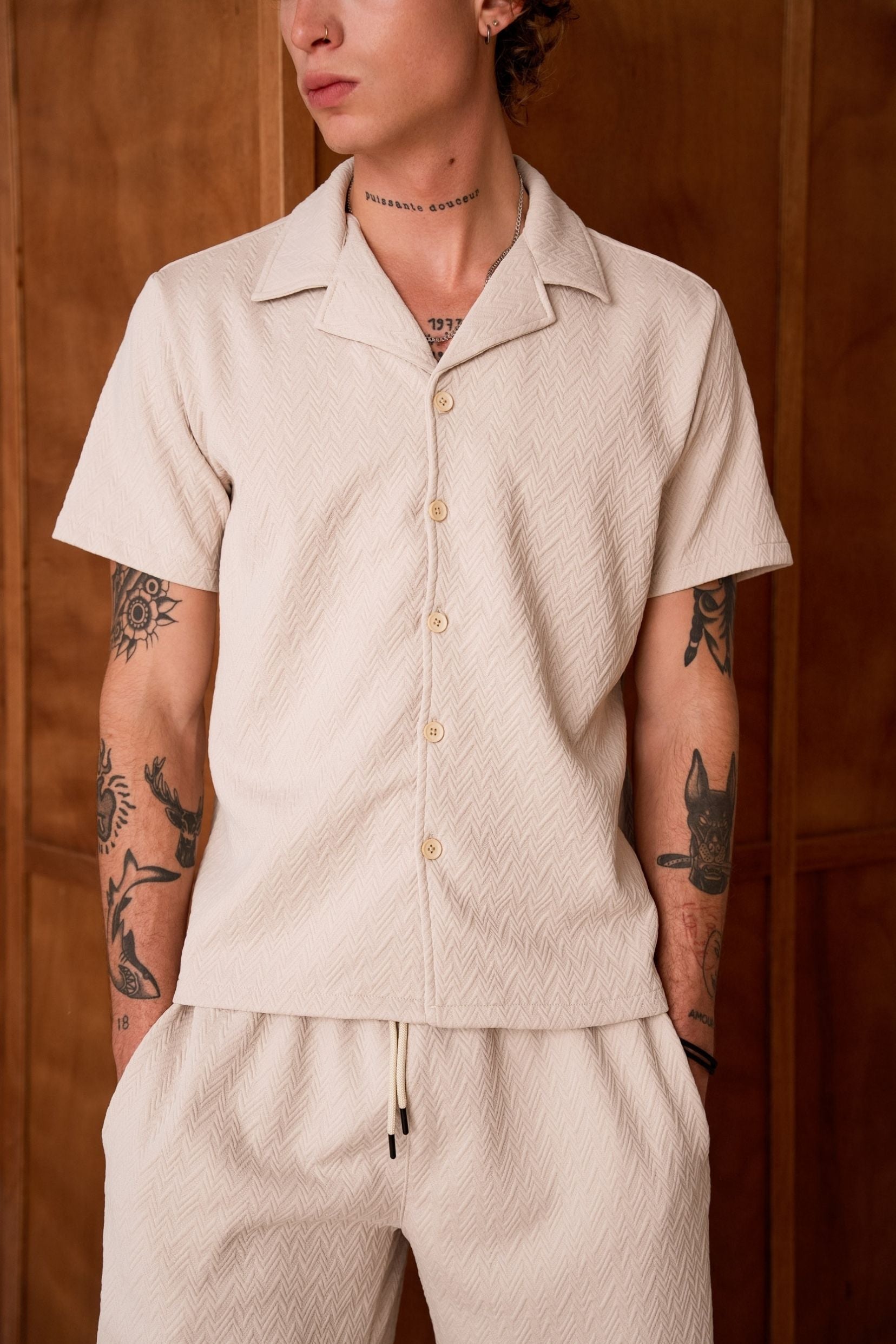 Ensemble chemise / short Lounge - Beige