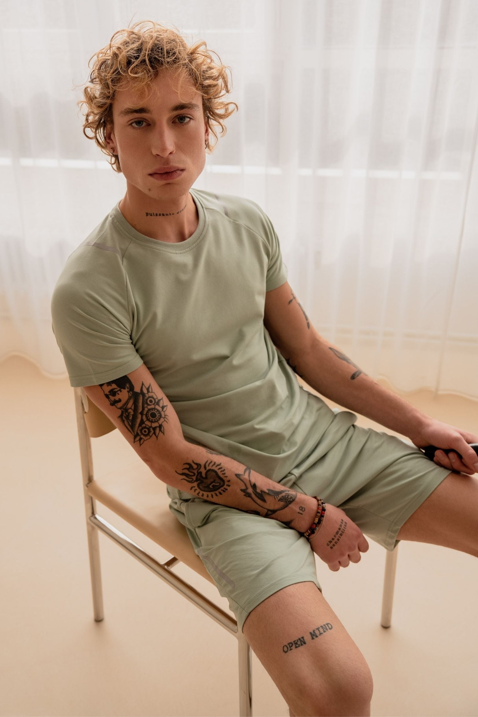 Ensemble tshirt / short Endure - vert d'eau