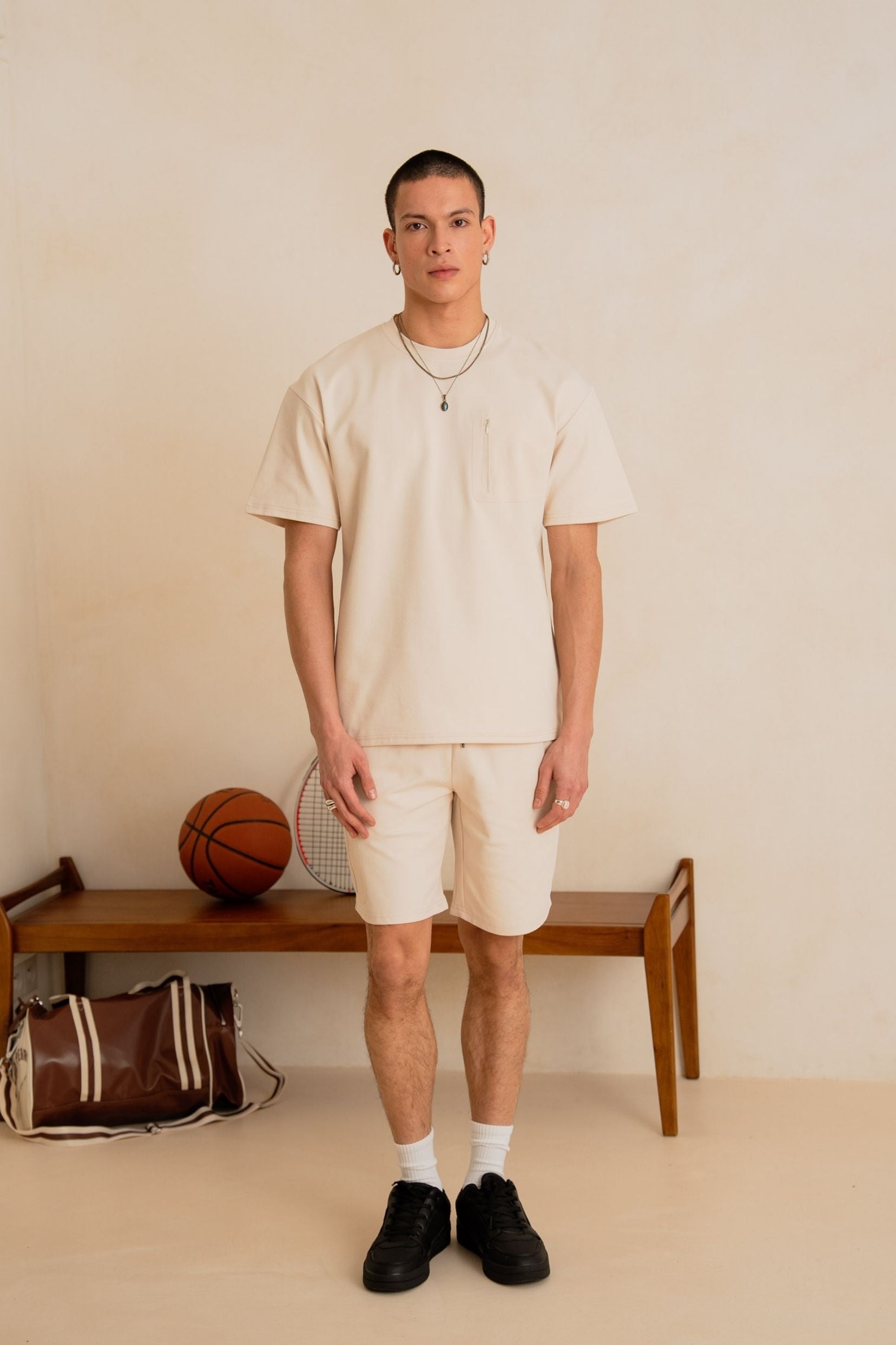 Ensemble tshirt / short Form - Blanc cassé