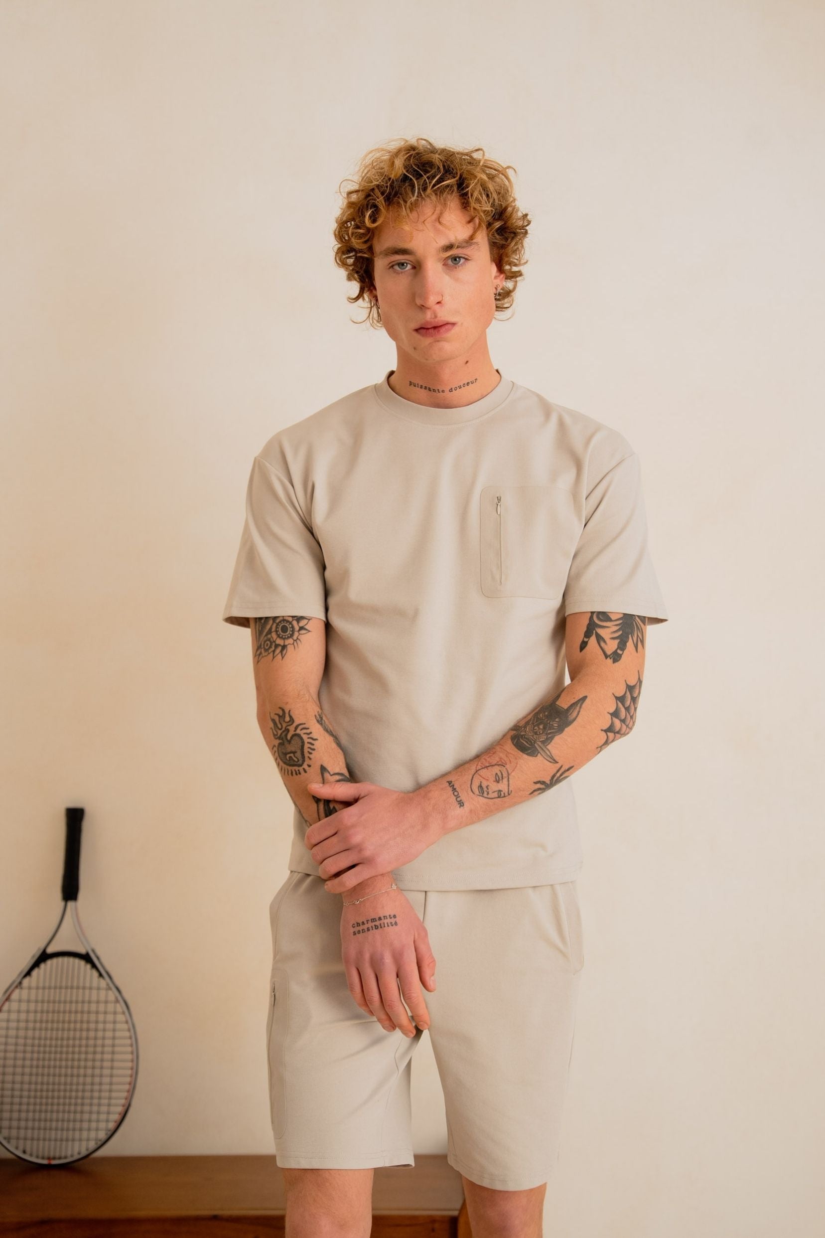 T-shirt and Shorts Set Form - Grey-thumbmail-4