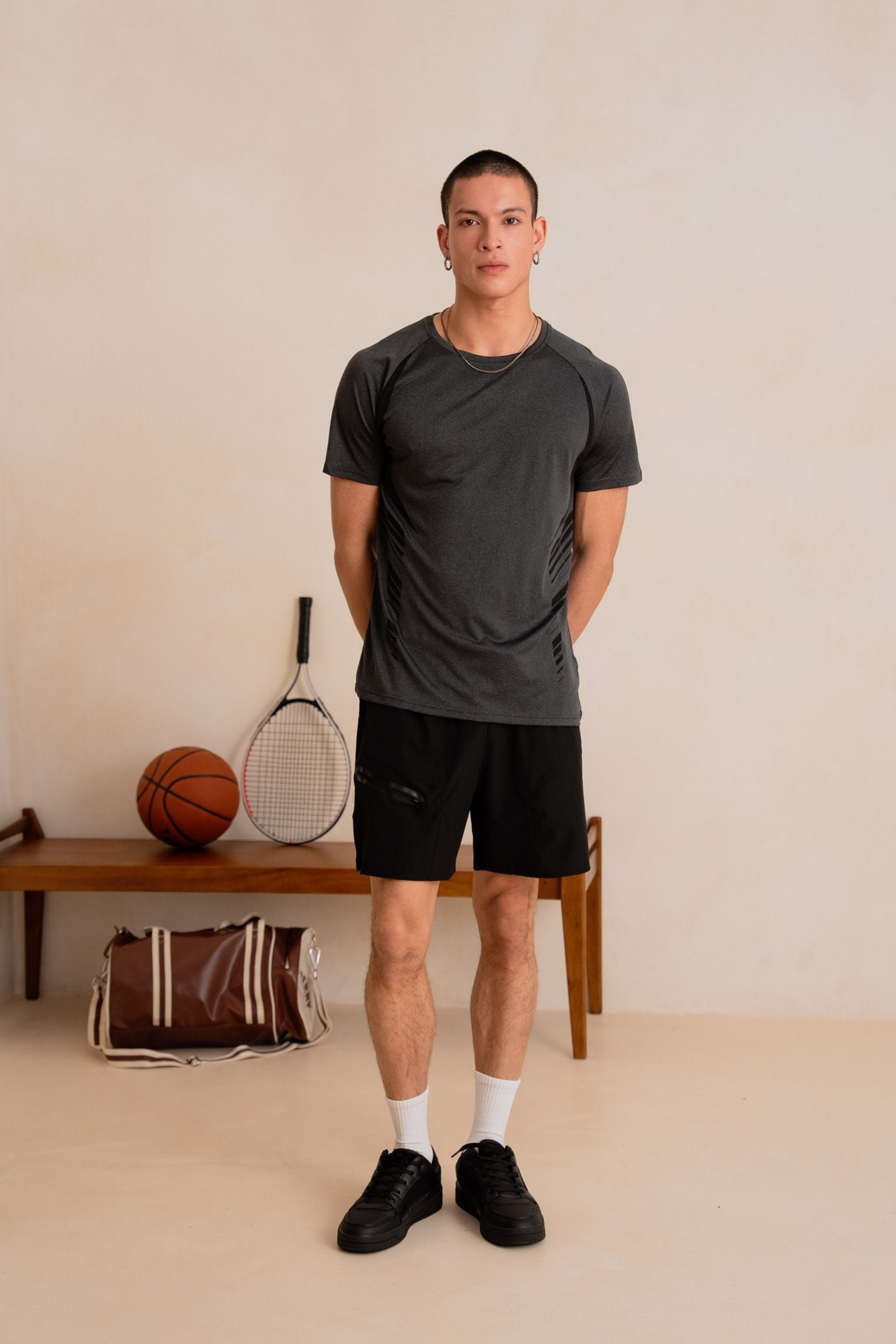 Ensemble tshirt / short Go - Gris anthracite