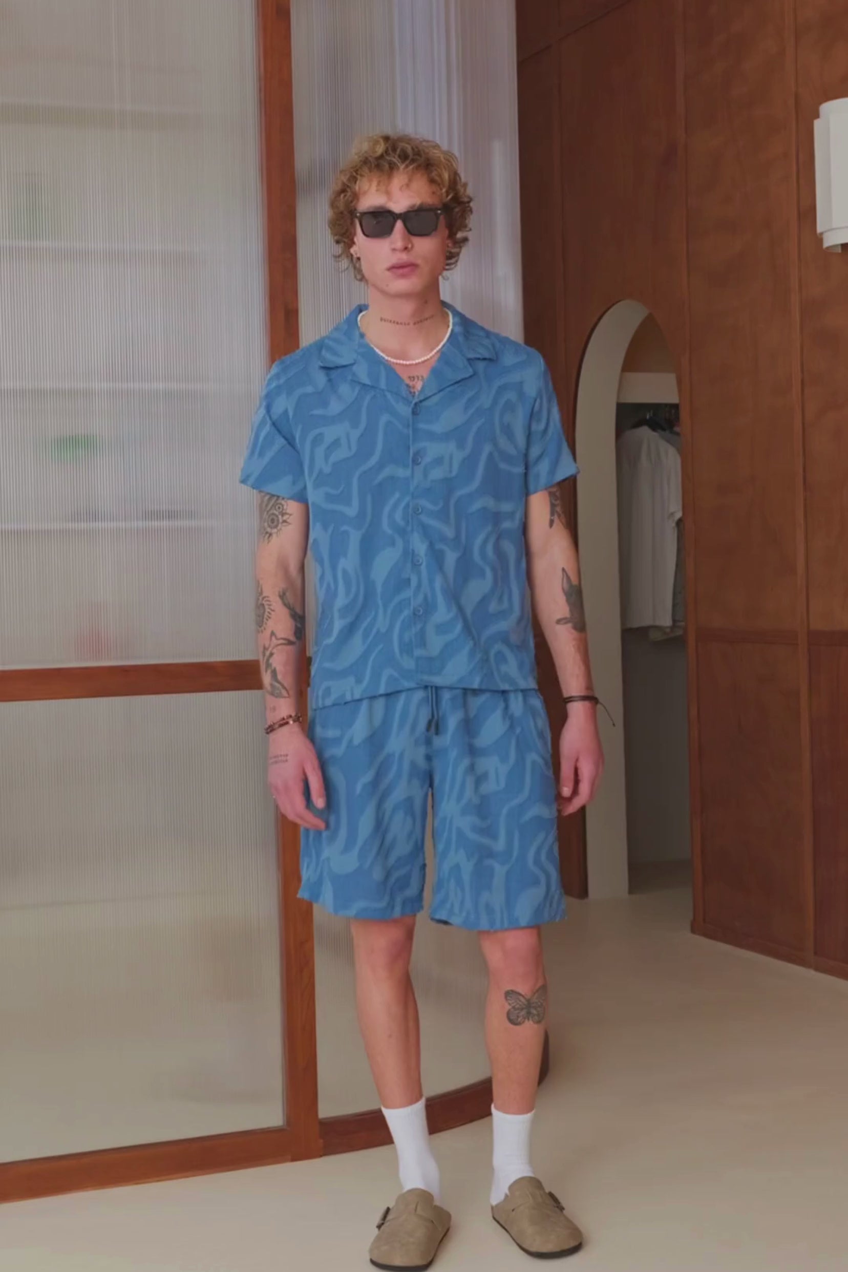 Ensemble chemise/short Flores - bleu-thumbmail-2
