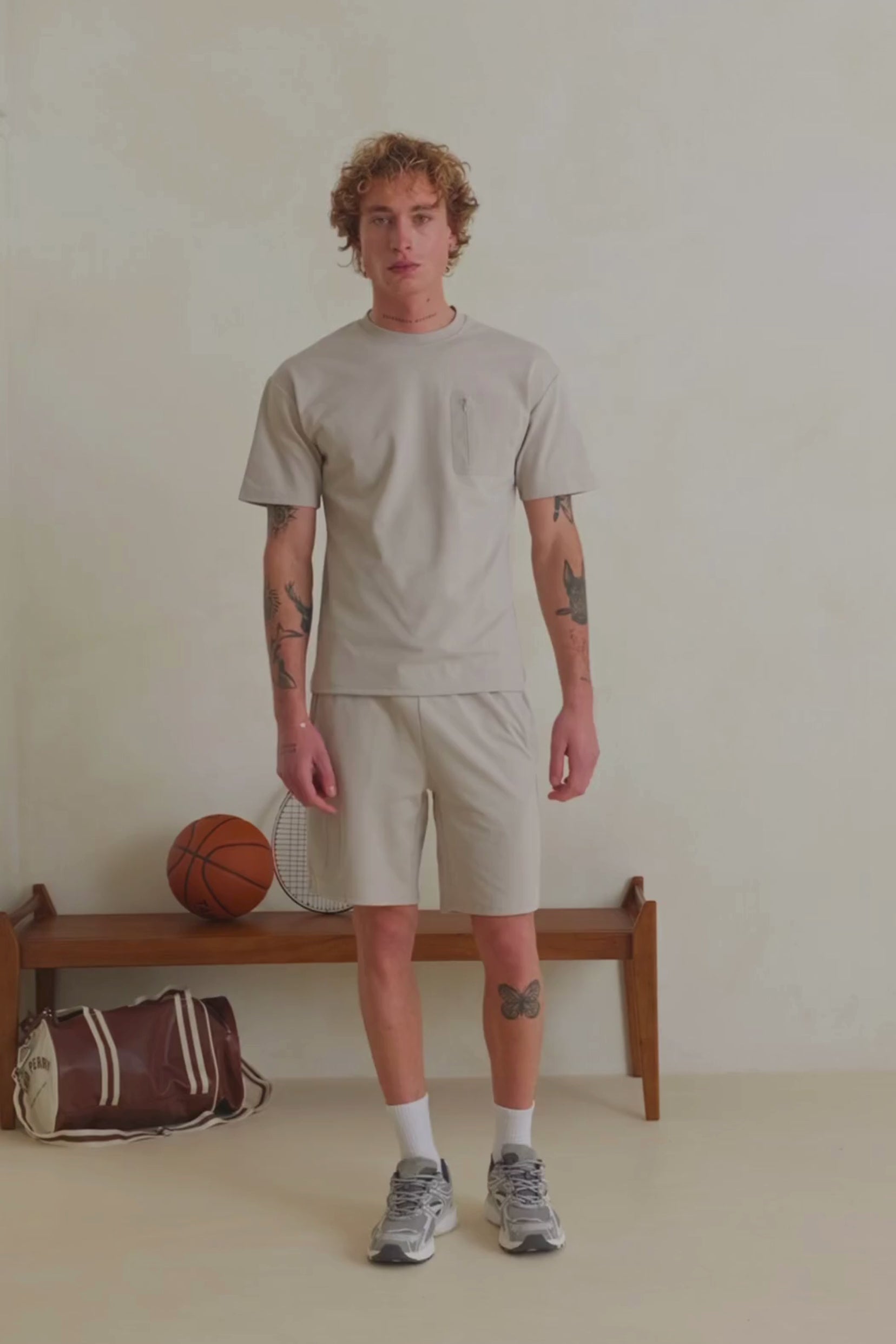 T-shirt and Shorts Set Form - Grey-thumbmail-2